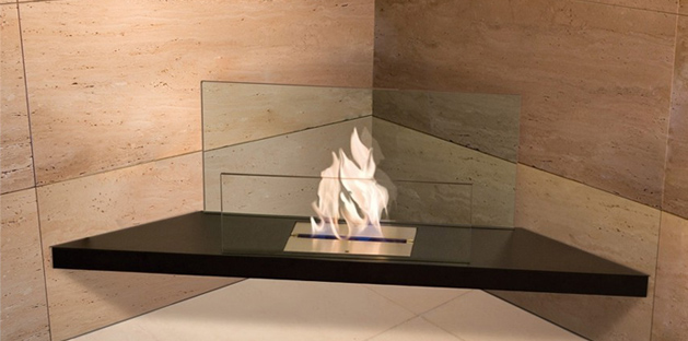 Corner fireplace eco friendly designer - Ambience Eco Fires