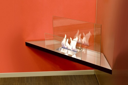 Corner flame inside fireplace - Ambience Eco Fires