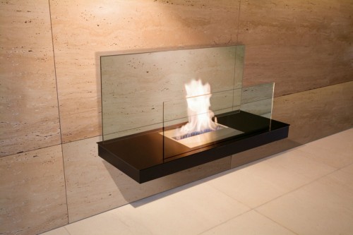 Inside eco friendly designer fireplace - Ambience Eco Fires